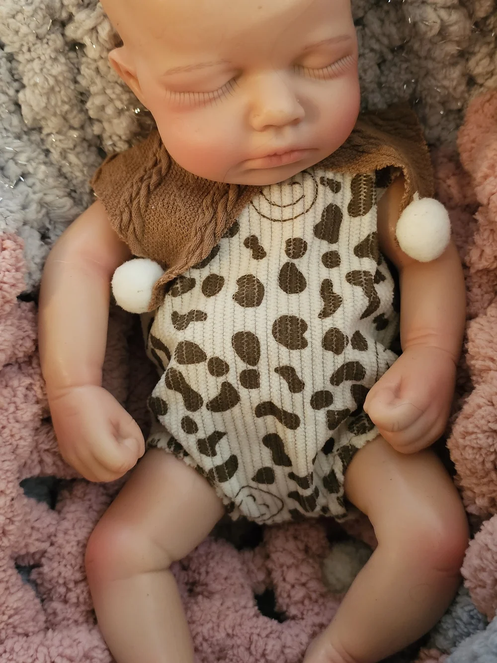 Reborn Baby Doll with Leopard Romper